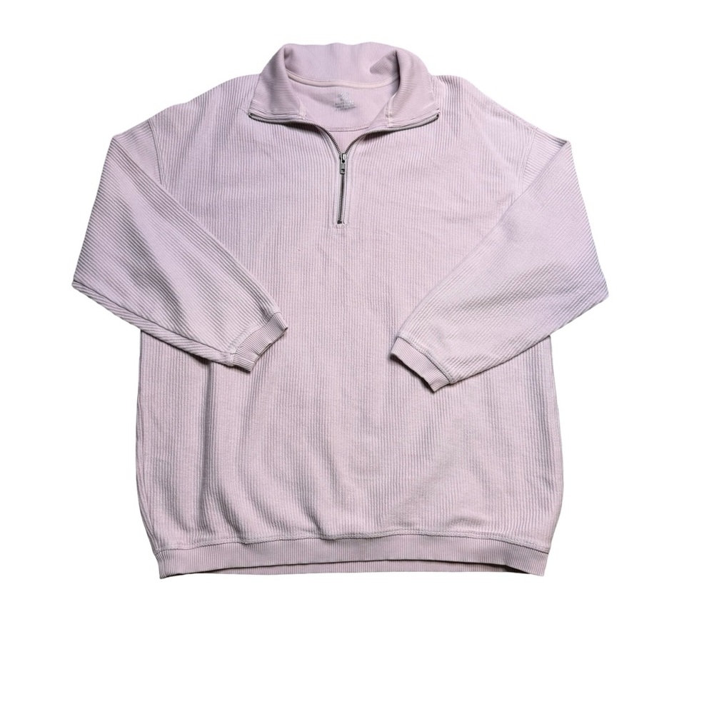 aerie Light Pink Half-Zip Waffle Knit Pullover Sweater